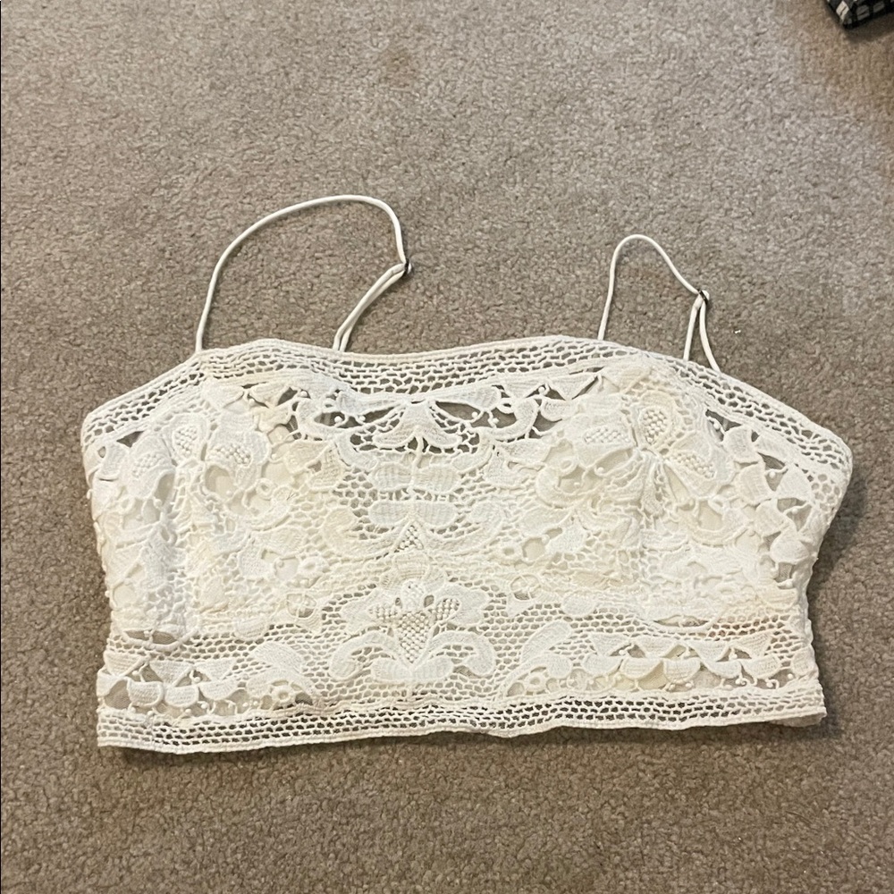 Talbots White Lace Crop Top